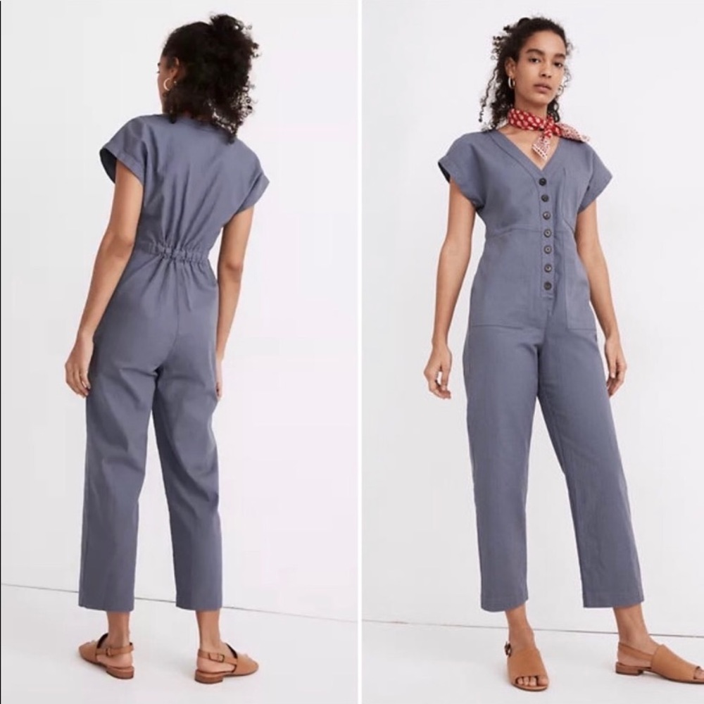 Madewell Short Sleeve Buttonfront Jumpsuit-FIRM
